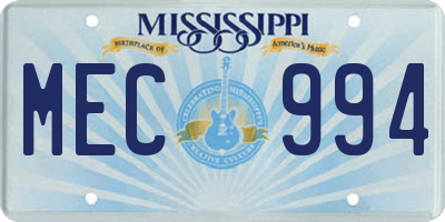 MS license plate MEC994