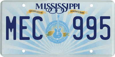 MS license plate MEC995