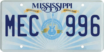 MS license plate MEC996