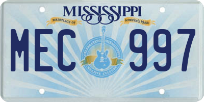 MS license plate MEC997