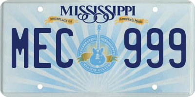 MS license plate MEC999