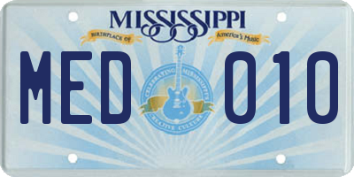 MS license plate MED010