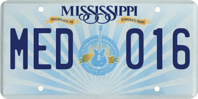 MS license plate MED016