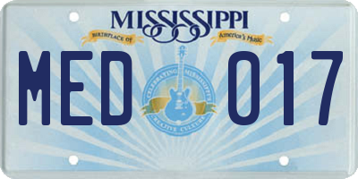 MS license plate MED017