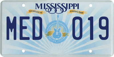 MS license plate MED019