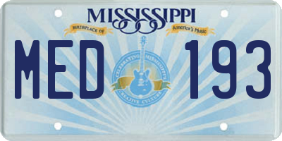 MS license plate MED193