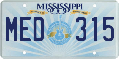 MS license plate MED315