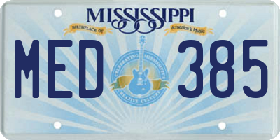 MS license plate MED385