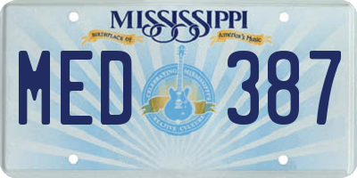 MS license plate MED387