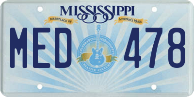 MS license plate MED478