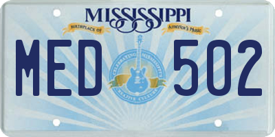 MS license plate MED502