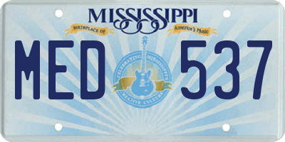 MS license plate MED537