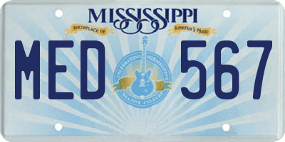 MS license plate MED567