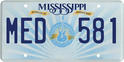 MS license plate MED581