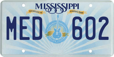 MS license plate MED602