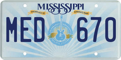 MS license plate MED670