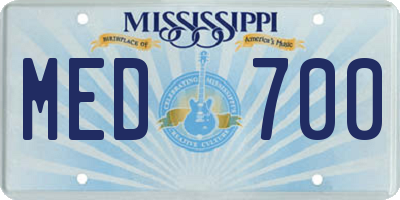 MS license plate MED700