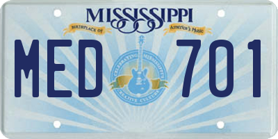 MS license plate MED701