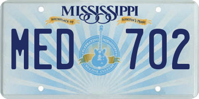 MS license plate MED702