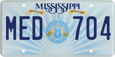 MS license plate MED704
