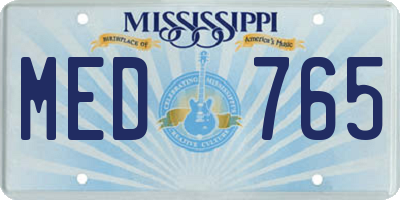 MS license plate MED765