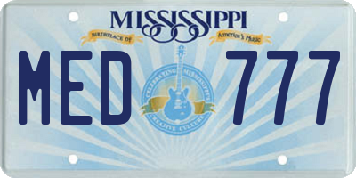MS license plate MED777