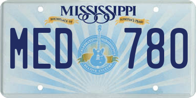 MS license plate MED780