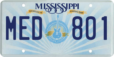MS license plate MED801