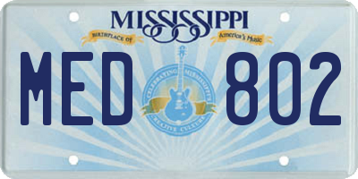 MS license plate MED802