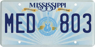 MS license plate MED803