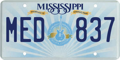 MS license plate MED837