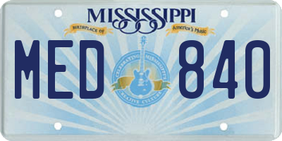 MS license plate MED840
