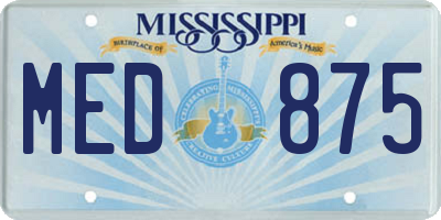 MS license plate MED875