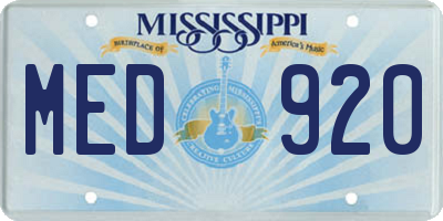 MS license plate MED920