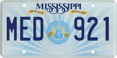 MS license plate MED921
