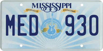 MS license plate MED930