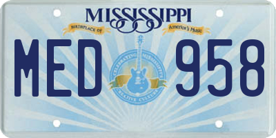 MS license plate MED958