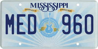 MS license plate MED960
