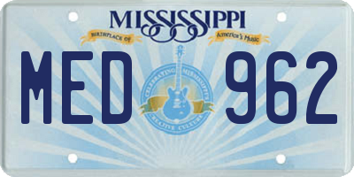 MS license plate MED962