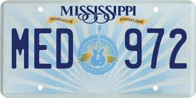 MS license plate MED972