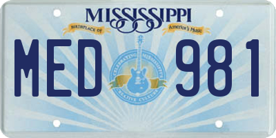 MS license plate MED981