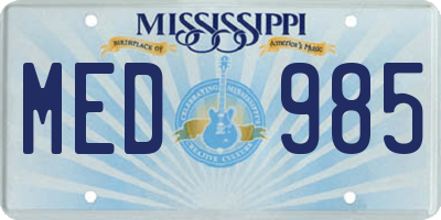 MS license plate MED985