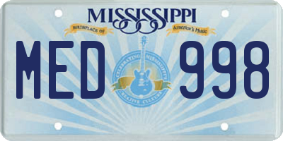 MS license plate MED998