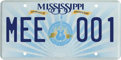 MS license plate MEE001