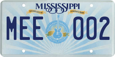 MS license plate MEE002