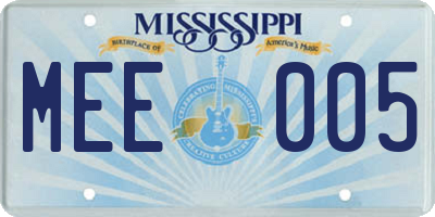 MS license plate MEE005