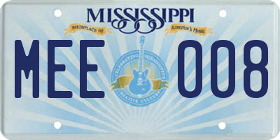 MS license plate MEE008