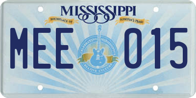 MS license plate MEE015