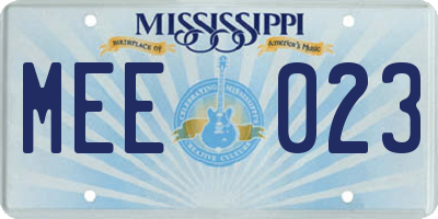 MS license plate MEE023