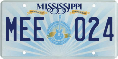 MS license plate MEE024